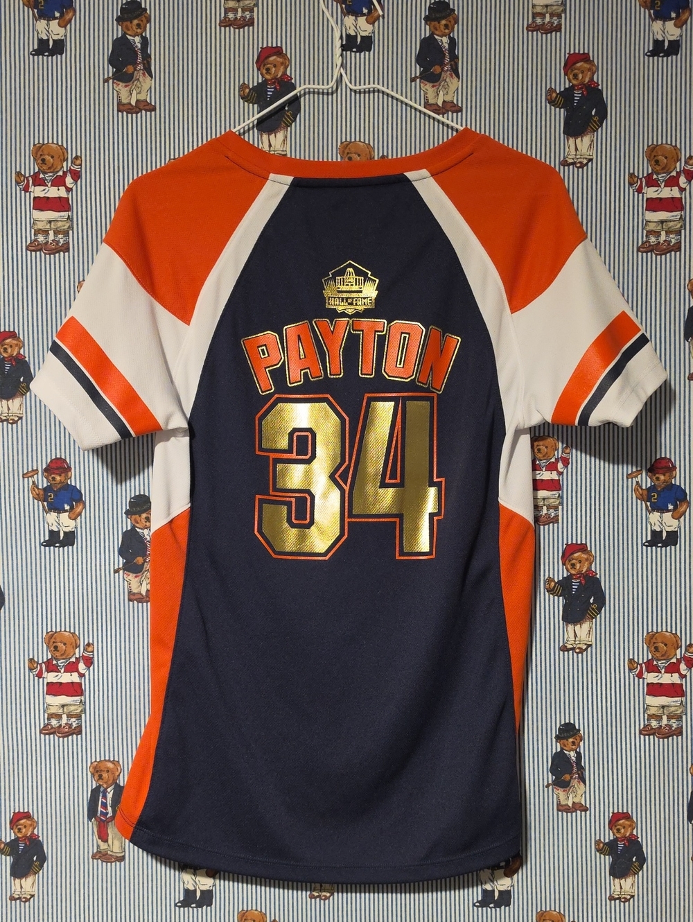Payton Bears Hall Of Fame Football Jersey Orange Navy Gold Womens Medium - Picture 2 of 15